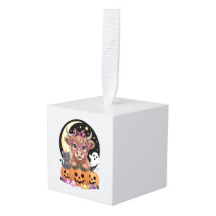 Highland Cow Halloween Spooky Season Cube Ornament