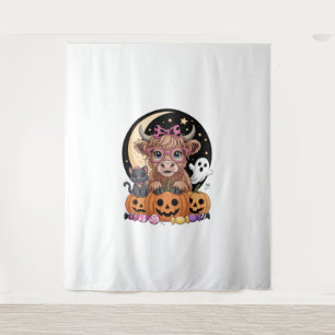 Highland Cow Halloween Spooky Season Tapestry