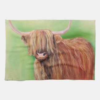 Highland cow hand towel
