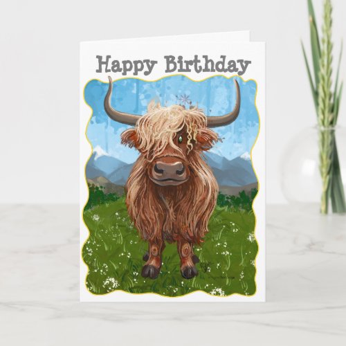Highland Cow Happy Birthday  Card
