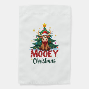 Highland Cow Heifer Santa Hat Mooey Christmas Tree Garden Flag
