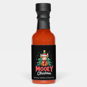 Highland Cow Heifer Santa Hat Mooey Christmas Tree Hot Sauces
