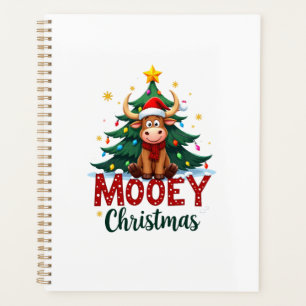 Highland Cow Heifer Santa Hat Mooey Christmas Tree Planner