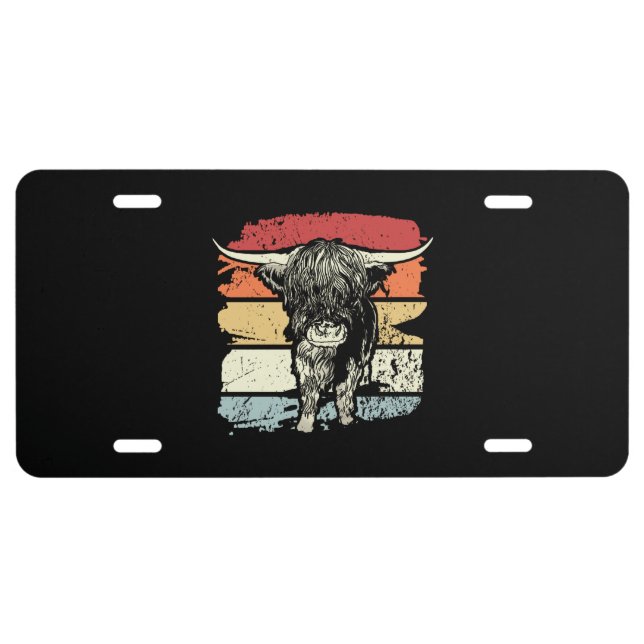 Highland Cow Highland Cows Retro License Plate (Front)