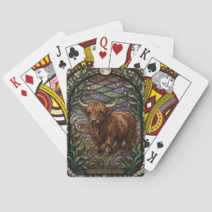 Highland Cow Highland Moor Illumina Stained Glass Poker Cards