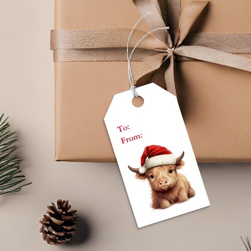 Highland Cow Holiday Gift Tag
