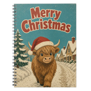 Highland Cow Holiday Lane Animal Christmas Notebook