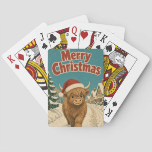 Highland Cow Holiday Lane Animal Christmas Poker Cards