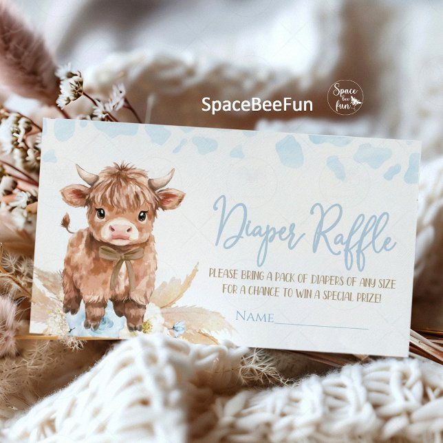 Highland Cow Holy Cow baby shower boy Enclosure Card (holy cow baby shower boy diaper raffle )