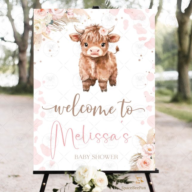 Highland Cow Holy Cow baby shower girl  Foam Board (holy cow baby shower, highland cow baby shower, baby shower girl, cowgirl baby shower, rustic baby s)