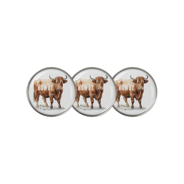 Highland Cow Howdy  Golf Ball Marker (3 Up)