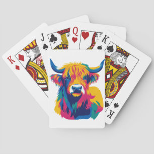 Highland Cow Illustration Watercolour Painting Art Poker Cards