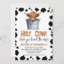 Highland Cow In Bucket Cow Print 1st Birthday Invitation