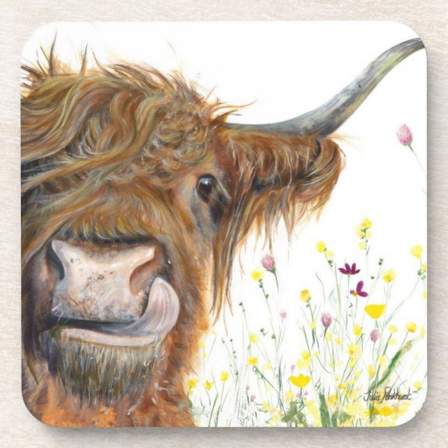 Highland cow in flowers coaster  (Front)