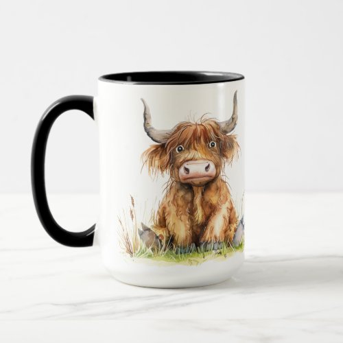 Highland Cow in headlights Mug