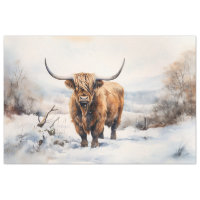 Highland Cow in Snow 1 Decoupage Paper