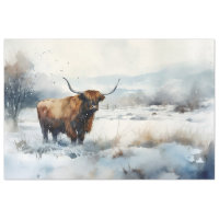 Highland Cow in Snow 2 Decoupage Paper