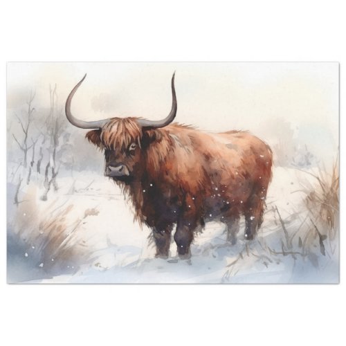 Highland Cow in Snow 4 Decoupage Paper