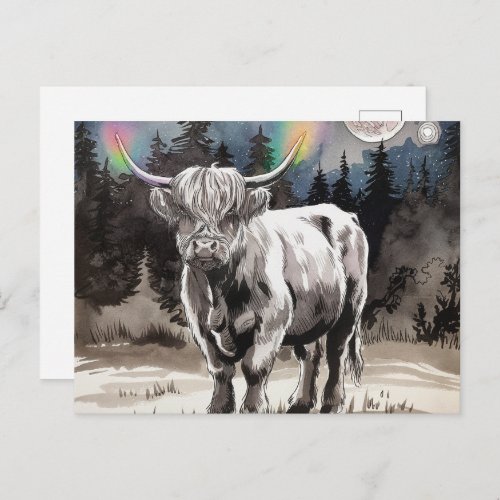 Highland Cow in the Forest Postcard