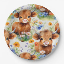 Highland Cow in Wild Flowers