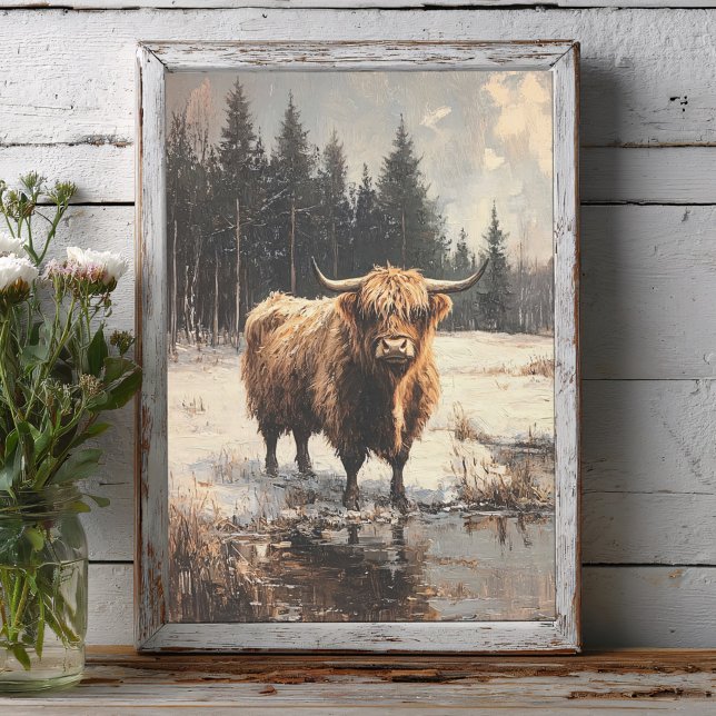 Highland Cow in Winter Landscape Decoupage Tissue Paper (Creator Uploaded)