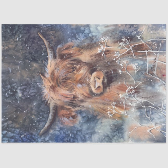 Highland Cow in Winter Tissue Paper (Front)