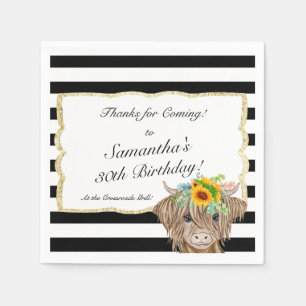 Highland Cow Invitation, Cow Birthday  Napkins
