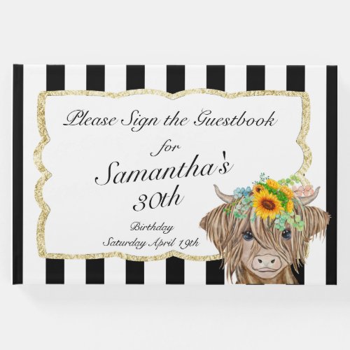 Highland Cow Invitation Cow Birthday Party    Guest Book