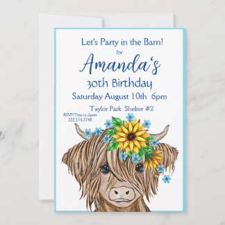 Highland Cow Invitation, Cow Birthday Party Invitation