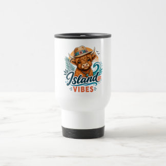 Highland Cow Island Vibes Travel Tumbler Mug