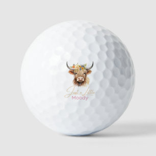 Highland Cow Just A Little Moody Flower Cow Farm Golf Balls