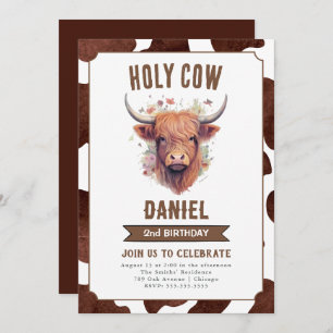 Highland Cow Kids Birthday Party Invitation
