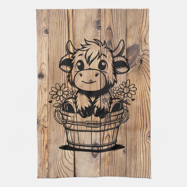 Highland Cow Kitchen Towel (Vertical)