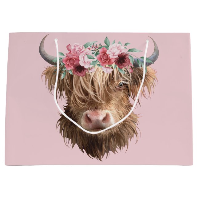 Highland Cow Large Gift Bag (Front)