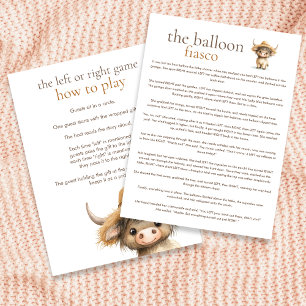 Highland Cow Left Or Right Baby Shower Game card