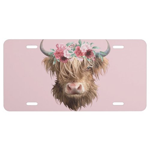 Highland Cow License Plate