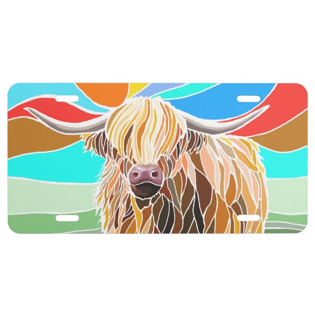 Highland Cow License Plate (Front)