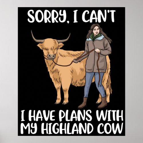 Highland Cow Lover Women Scottish Highland Cow Poster