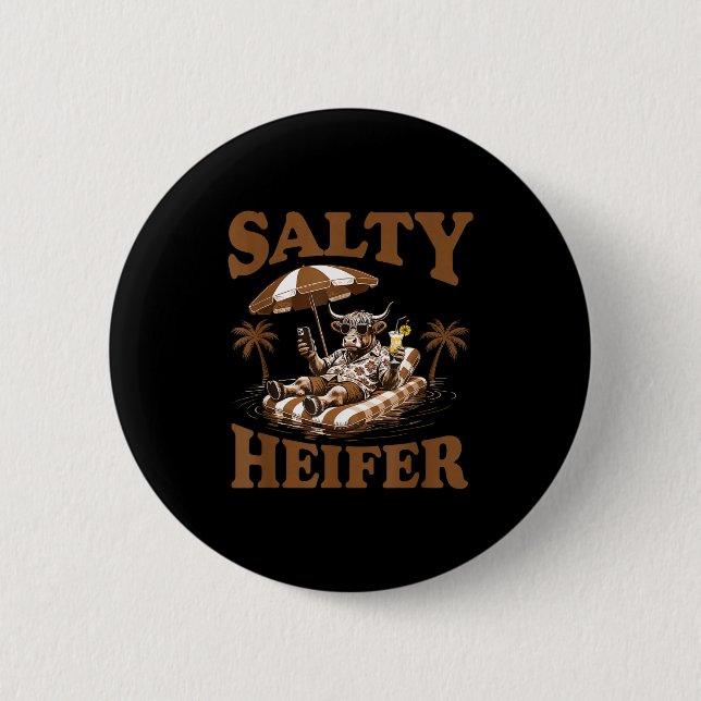 Highland Cow Lovers Salty Heifer Trocal For Women  Button (Front)
