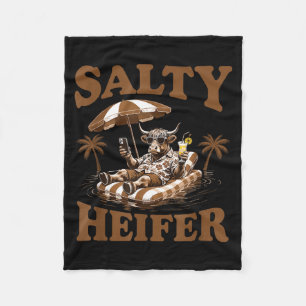 Highland Cow Lovers Salty Heifer Trocal For Women  Fleece Blanket