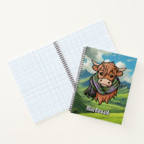 Highland Cow MacDonald of Clanranald Tartan Scarf Notebook