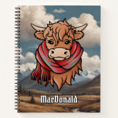 Highland Cow MacDonald of Keppoch Tartan Scarf Notebook (Front)