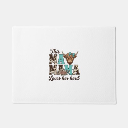 Highland Cow Mama Loves Her Herd Shirt Design Doormat