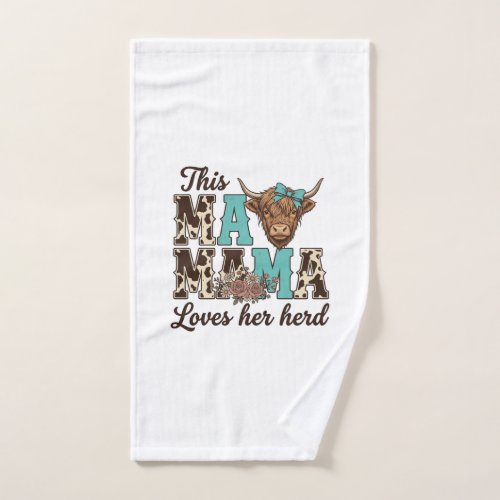 Highland Cow Mama Loves Her Herd Shirt Design Hand Towel