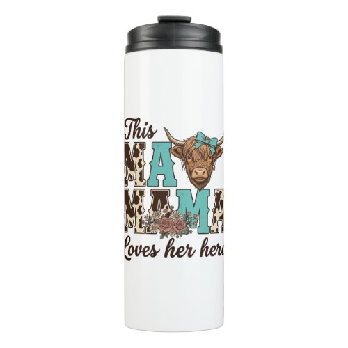 Highland Cow Mama Loves Her Herd Shirt Design Thermal Tumbler