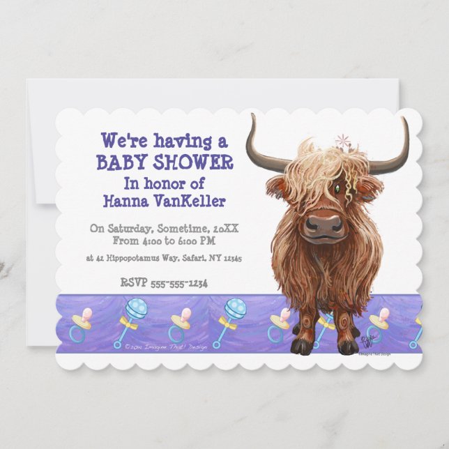 Highland Cow Mastodon Invitation (Front)