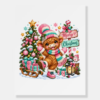 Highland Cow Merry Christmas Foam Board