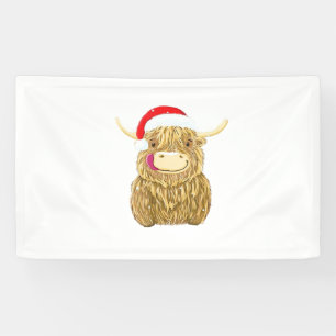 Highland Cow Merry Christmas Snow T-shirt Essentia Banner