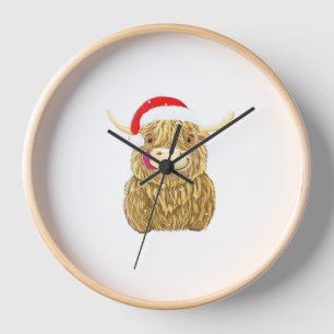 Highland Cow Merry Christmas Snow T-shirt Essentia Clock