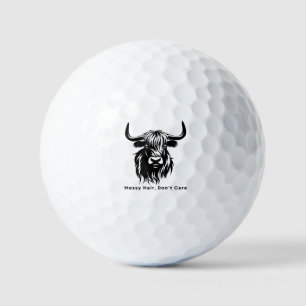 Highland Cow Messy Hair Don't Care Cow Farm Golf Balls